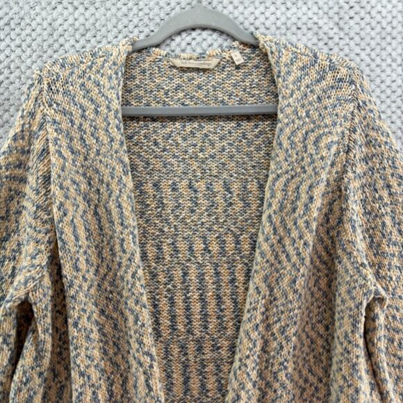 Soft Surroundings Sweater Womens L Beige Blue Knit V-Neck Wrap Cardigan LS - Picture 5 of 14